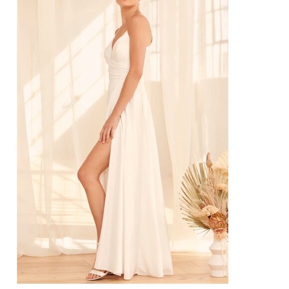 Lulus Choose Your Love White Surplice Sleeveless Maxi Dress Lulus Size 2 NWOT - Picture 2 of 6